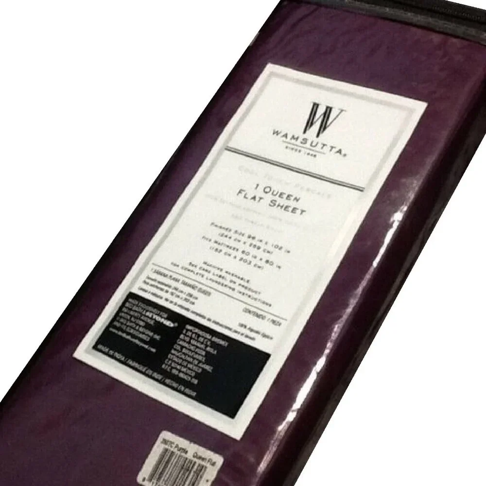 Oversize PURPLE Wamsutta Cool Percale 350 TC Egyptian Cotton QUEEN Flat Sheet